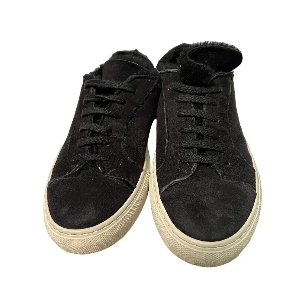 Common Projects Sneakers Size US 6.5 EU 37 Sherpa Suede Fuzzy Black Low‎ Lace Up